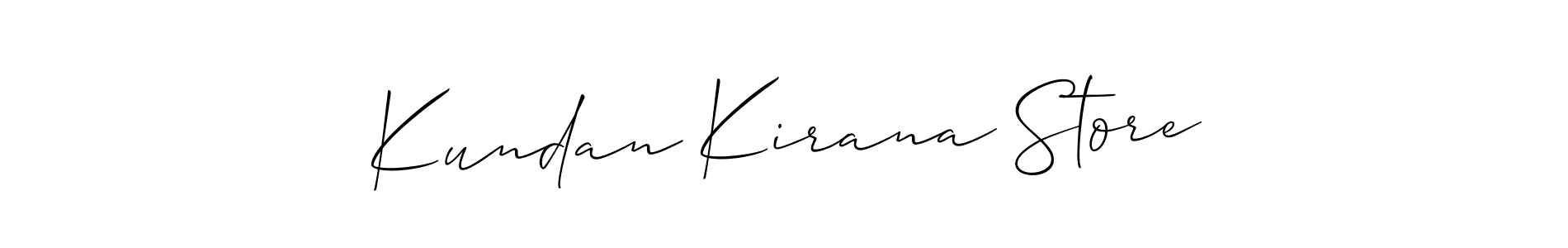 Allison_Script is a professional signature style that is perfect for those who want to add a touch of class to their signature. It is also a great choice for those who want to make their signature more unique. Get Kundan Kirana Store name to fancy signature for free. Kundan Kirana Store signature style 2 images and pictures png