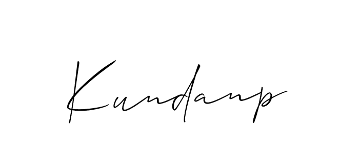 Use a signature maker to create a handwritten signature online. With this signature software, you can design (Allison_Script) your own signature for name Kundanp. Kundanp signature style 2 images and pictures png