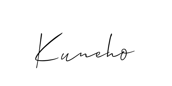 Allison_Script is a professional signature style that is perfect for those who want to add a touch of class to their signature. It is also a great choice for those who want to make their signature more unique. Get Kuneho name to fancy signature for free. Kuneho signature style 2 images and pictures png