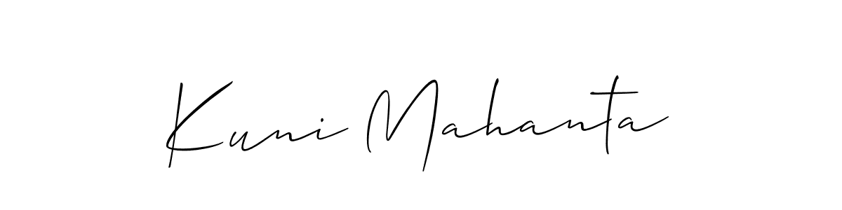 The best way (Allison_Script) to make a short signature is to pick only two or three words in your name. The name Kuni Mahanta include a total of six letters. For converting this name. Kuni Mahanta signature style 2 images and pictures png