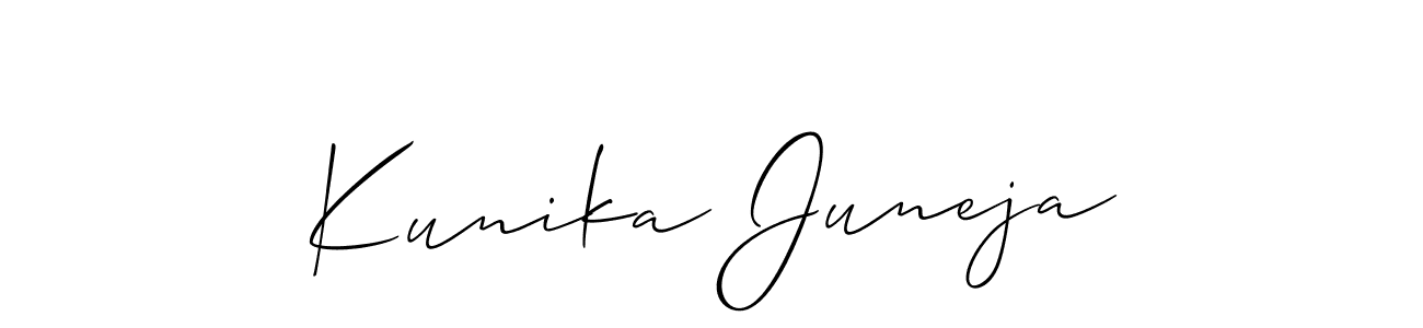 How to make Kunika Juneja signature? Allison_Script is a professional autograph style. Create handwritten signature for Kunika Juneja name. Kunika Juneja signature style 2 images and pictures png