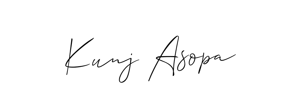 You should practise on your own different ways (Allison_Script) to write your name (Kunj Asopa) in signature. don't let someone else do it for you. Kunj Asopa signature style 2 images and pictures png