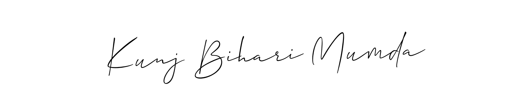 Make a beautiful signature design for name Kunj Bihari Mumda. With this signature (Allison_Script) style, you can create a handwritten signature for free. Kunj Bihari Mumda signature style 2 images and pictures png