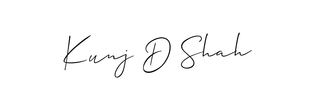 Use a signature maker to create a handwritten signature online. With this signature software, you can design (Allison_Script) your own signature for name Kunj D Shah. Kunj D Shah signature style 2 images and pictures png