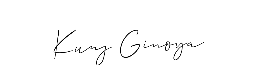 Similarly Allison_Script is the best handwritten signature design. Signature creator online .You can use it as an online autograph creator for name Kunj Ginoya. Kunj Ginoya signature style 2 images and pictures png