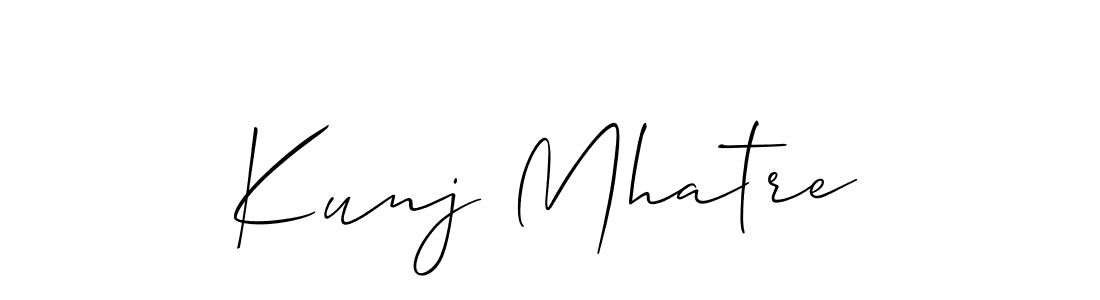 Make a beautiful signature design for name Kunj Mhatre. With this signature (Allison_Script) style, you can create a handwritten signature for free. Kunj Mhatre signature style 2 images and pictures png