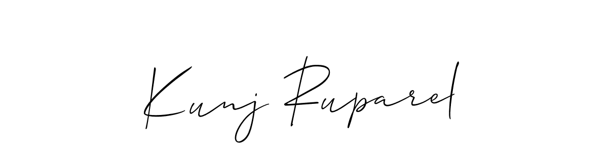 You should practise on your own different ways (Allison_Script) to write your name (Kunj Ruparel) in signature. don't let someone else do it for you. Kunj Ruparel signature style 2 images and pictures png