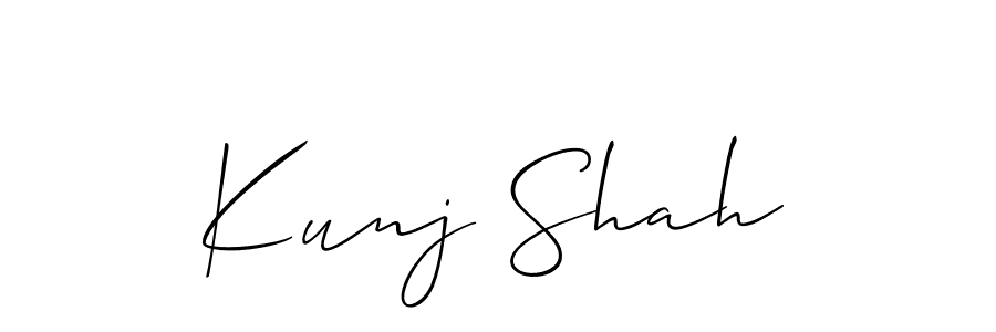 The best way (Allison_Script) to make a short signature is to pick only two or three words in your name. The name Kunj Shah include a total of six letters. For converting this name. Kunj Shah signature style 2 images and pictures png