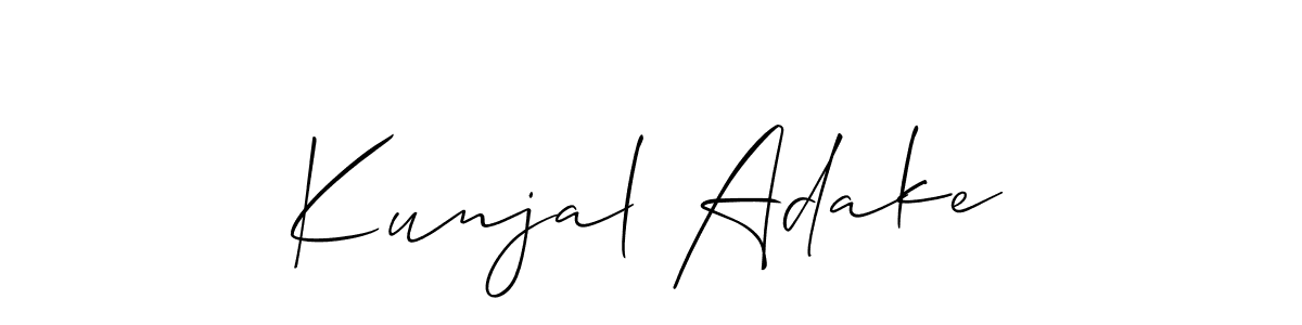 How to make Kunjal Adake name signature. Use Allison_Script style for creating short signs online. This is the latest handwritten sign. Kunjal Adake signature style 2 images and pictures png