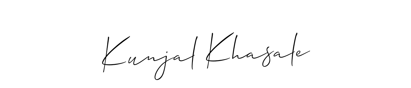 Make a short Kunjal Khasale signature style. Manage your documents anywhere anytime using Allison_Script. Create and add eSignatures, submit forms, share and send files easily. Kunjal Khasale signature style 2 images and pictures png