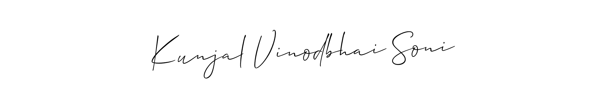 Create a beautiful signature design for name Kunjal Vinodbhai Soni. With this signature (Allison_Script) fonts, you can make a handwritten signature for free. Kunjal Vinodbhai Soni signature style 2 images and pictures png