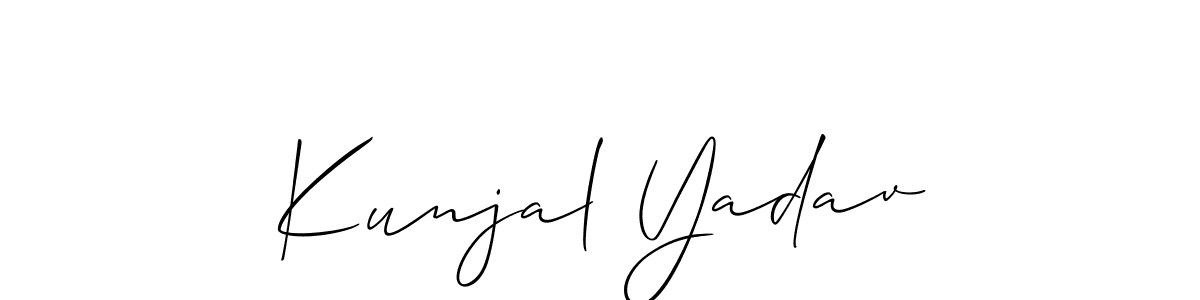 Allison_Script is a professional signature style that is perfect for those who want to add a touch of class to their signature. It is also a great choice for those who want to make their signature more unique. Get Kunjal Yadav name to fancy signature for free. Kunjal Yadav signature style 2 images and pictures png