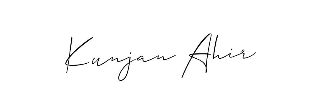 Allison_Script is a professional signature style that is perfect for those who want to add a touch of class to their signature. It is also a great choice for those who want to make their signature more unique. Get Kunjan Ahir name to fancy signature for free. Kunjan Ahir signature style 2 images and pictures png