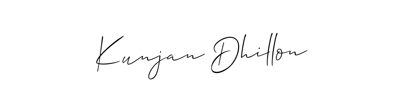 How to make Kunjan Dhillon signature? Allison_Script is a professional autograph style. Create handwritten signature for Kunjan Dhillon name. Kunjan Dhillon signature style 2 images and pictures png