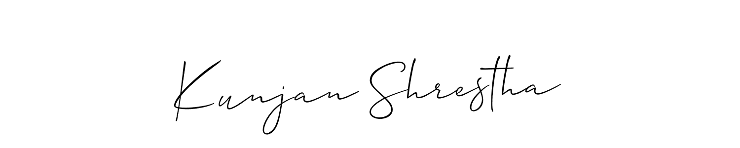 How to make Kunjan Shrestha name signature. Use Allison_Script style for creating short signs online. This is the latest handwritten sign. Kunjan Shrestha signature style 2 images and pictures png