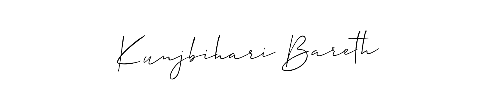 Use a signature maker to create a handwritten signature online. With this signature software, you can design (Allison_Script) your own signature for name Kunjbihari Bareth. Kunjbihari Bareth signature style 2 images and pictures png