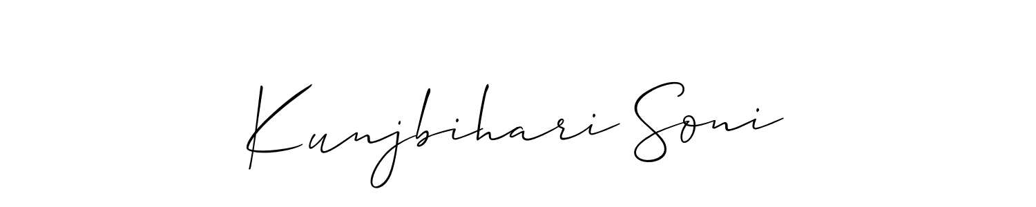 It looks lik you need a new signature style for name Kunjbihari Soni. Design unique handwritten (Allison_Script) signature with our free signature maker in just a few clicks. Kunjbihari Soni signature style 2 images and pictures png