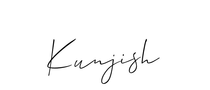 if you are searching for the best signature style for your name Kunjish. so please give up your signature search. here we have designed multiple signature styles  using Allison_Script. Kunjish signature style 2 images and pictures png