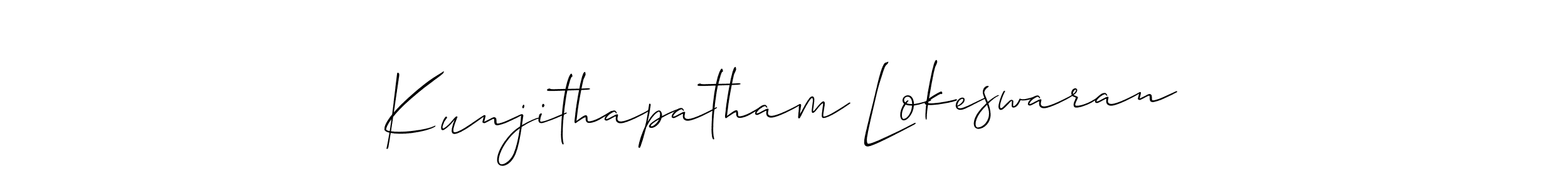 Use a signature maker to create a handwritten signature online. With this signature software, you can design (Allison_Script) your own signature for name Kunjithapatham Lokeswaran. Kunjithapatham Lokeswaran signature style 2 images and pictures png