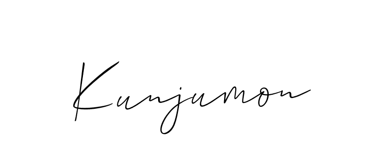 if you are searching for the best signature style for your name Kunjumon. so please give up your signature search. here we have designed multiple signature styles  using Allison_Script. Kunjumon signature style 2 images and pictures png