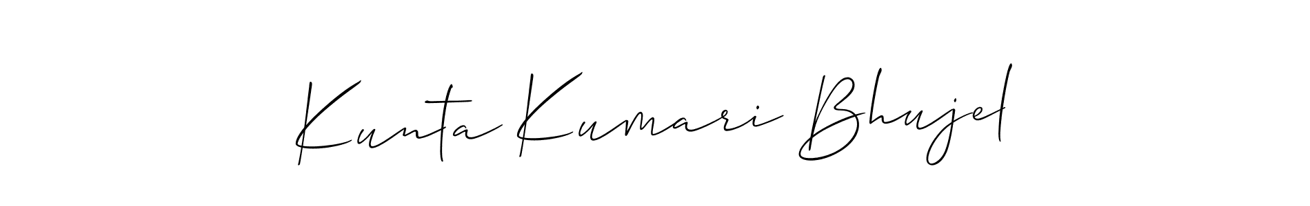 Design your own signature with our free online signature maker. With this signature software, you can create a handwritten (Allison_Script) signature for name Kunta Kumari Bhujel. Kunta Kumari Bhujel signature style 2 images and pictures png
