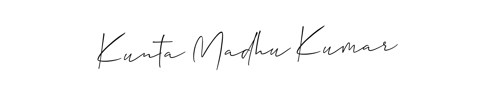 Use a signature maker to create a handwritten signature online. With this signature software, you can design (Allison_Script) your own signature for name Kunta Madhu Kumar. Kunta Madhu Kumar signature style 2 images and pictures png