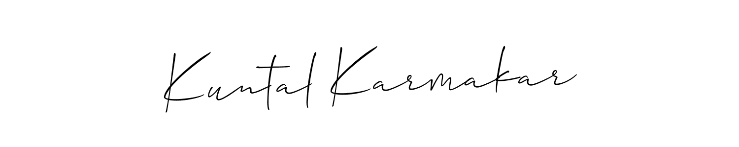 The best way (Allison_Script) to make a short signature is to pick only two or three words in your name. The name Kuntal Karmakar include a total of six letters. For converting this name. Kuntal Karmakar signature style 2 images and pictures png