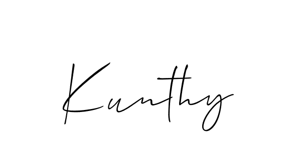 Make a beautiful signature design for name Kunthy. With this signature (Allison_Script) style, you can create a handwritten signature for free. Kunthy signature style 2 images and pictures png