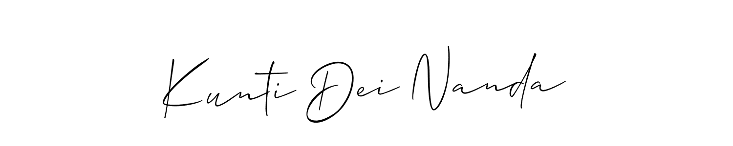 Make a beautiful signature design for name Kunti Dei Nanda. With this signature (Allison_Script) style, you can create a handwritten signature for free. Kunti Dei Nanda signature style 2 images and pictures png