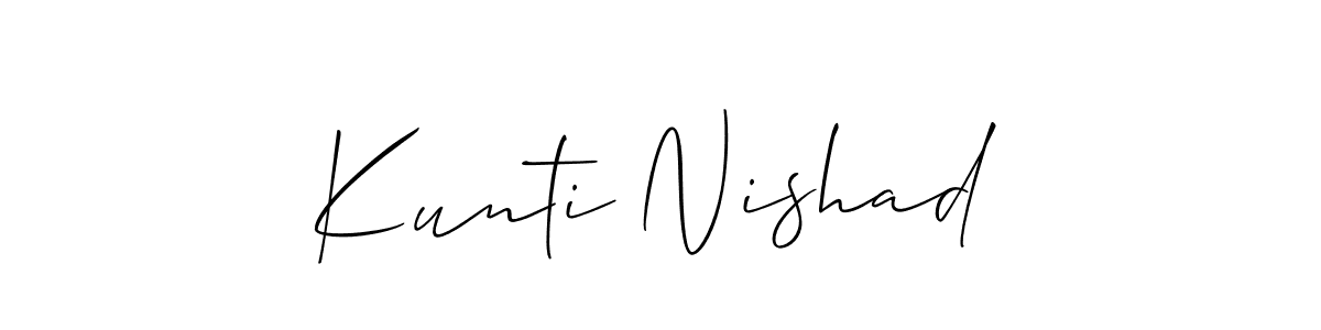 How to make Kunti Nishad name signature. Use Allison_Script style for creating short signs online. This is the latest handwritten sign. Kunti Nishad signature style 2 images and pictures png