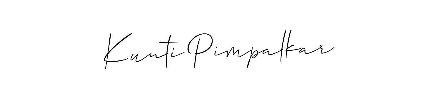 Similarly Allison_Script is the best handwritten signature design. Signature creator online .You can use it as an online autograph creator for name Kunti Pimpalkar. Kunti Pimpalkar signature style 2 images and pictures png