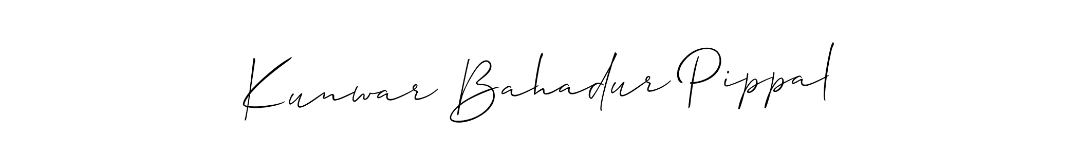 The best way (Allison_Script) to make a short signature is to pick only two or three words in your name. The name Kunwar Bahadur Pippal include a total of six letters. For converting this name. Kunwar Bahadur Pippal signature style 2 images and pictures png