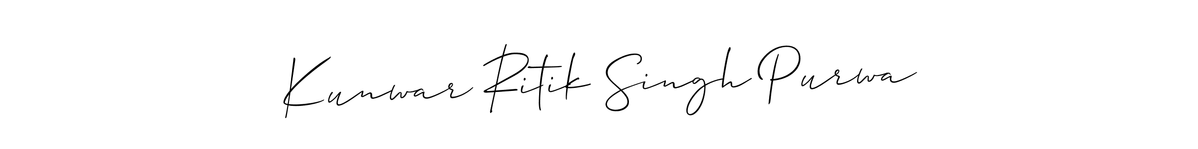 Make a short Kunwar Ritik Singh Purwa signature style. Manage your documents anywhere anytime using Allison_Script. Create and add eSignatures, submit forms, share and send files easily. Kunwar Ritik Singh Purwa signature style 2 images and pictures png