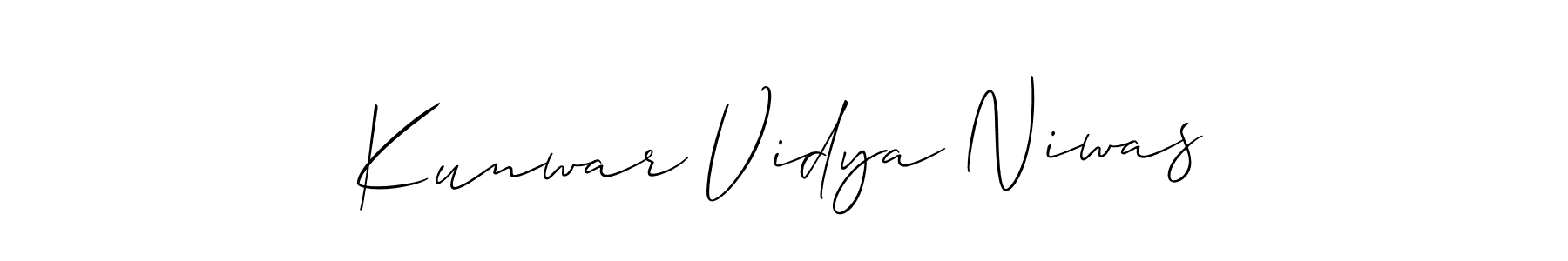 The best way (Allison_Script) to make a short signature is to pick only two or three words in your name. The name Kunwar Vidya Niwas include a total of six letters. For converting this name. Kunwar Vidya Niwas signature style 2 images and pictures png