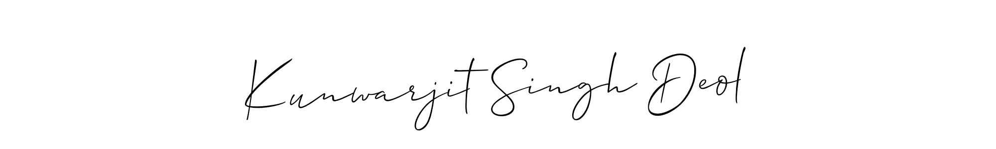 It looks lik you need a new signature style for name Kunwarjit Singh Deol. Design unique handwritten (Allison_Script) signature with our free signature maker in just a few clicks. Kunwarjit Singh Deol signature style 2 images and pictures png