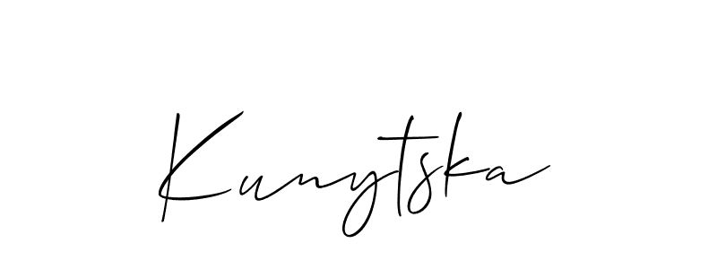 Make a short Kunytska signature style. Manage your documents anywhere anytime using Allison_Script. Create and add eSignatures, submit forms, share and send files easily. Kunytska signature style 2 images and pictures png