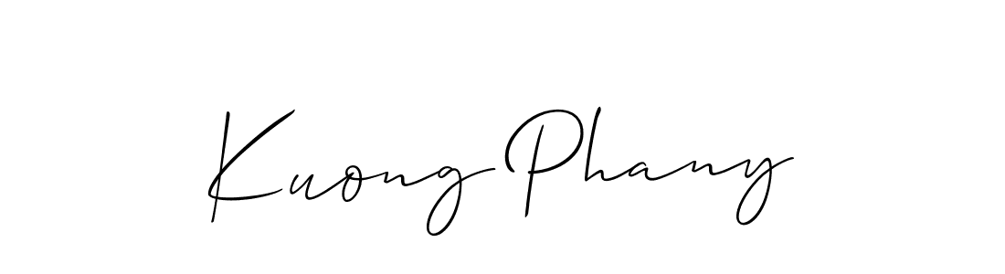 Design your own signature with our free online signature maker. With this signature software, you can create a handwritten (Allison_Script) signature for name Kuong Phany. Kuong Phany signature style 2 images and pictures png