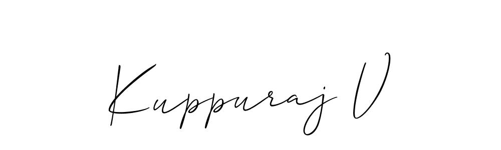 Use a signature maker to create a handwritten signature online. With this signature software, you can design (Allison_Script) your own signature for name Kuppuraj V. Kuppuraj V signature style 2 images and pictures png
