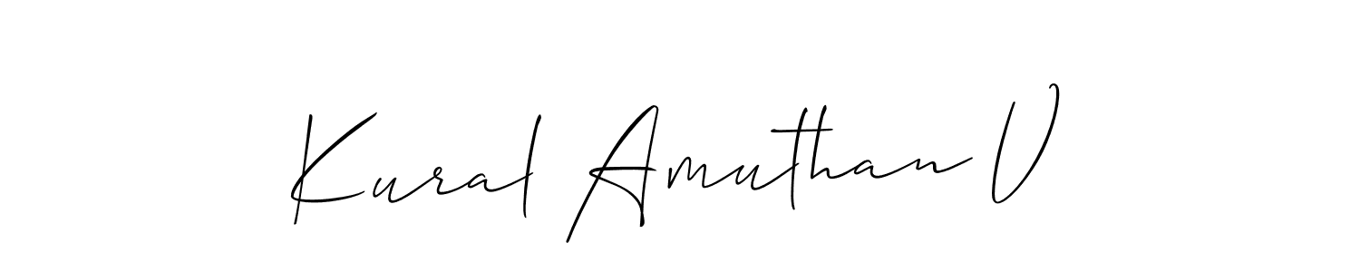 Also we have Kural Amuthan V name is the best signature style. Create professional handwritten signature collection using Allison_Script autograph style. Kural Amuthan V signature style 2 images and pictures png