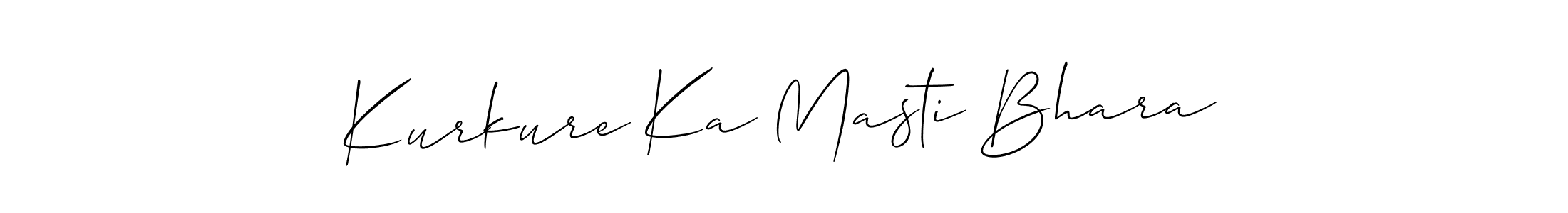 Create a beautiful signature design for name Kurkure Ka Masti Bhara. With this signature (Allison_Script) fonts, you can make a handwritten signature for free. Kurkure Ka Masti Bhara signature style 2 images and pictures png