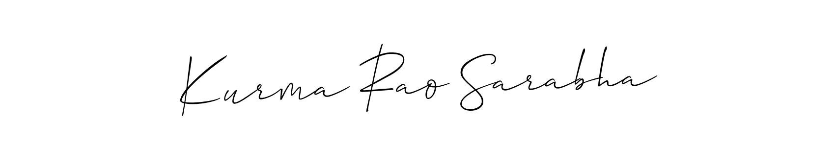 Use a signature maker to create a handwritten signature online. With this signature software, you can design (Allison_Script) your own signature for name Kurma Rao Sarabha. Kurma Rao Sarabha signature style 2 images and pictures png