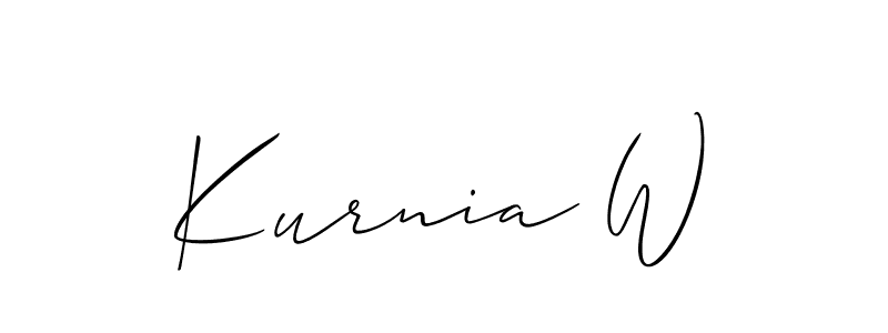 Similarly Allison_Script is the best handwritten signature design. Signature creator online .You can use it as an online autograph creator for name Kurnia W. Kurnia W signature style 2 images and pictures png