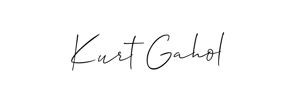 Make a short Kurt Gahol signature style. Manage your documents anywhere anytime using Allison_Script. Create and add eSignatures, submit forms, share and send files easily. Kurt Gahol signature style 2 images and pictures png