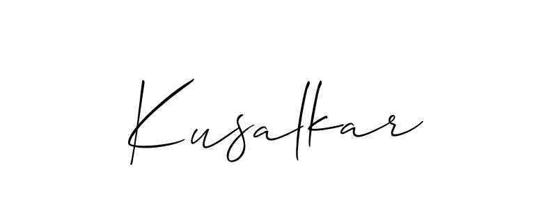 Use a signature maker to create a handwritten signature online. With this signature software, you can design (Allison_Script) your own signature for name Kusalkar. Kusalkar signature style 2 images and pictures png