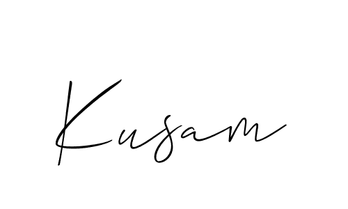 Make a beautiful signature design for name Kusam. With this signature (Allison_Script) style, you can create a handwritten signature for free. Kusam signature style 2 images and pictures png