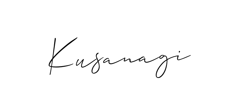 Design your own signature with our free online signature maker. With this signature software, you can create a handwritten (Allison_Script) signature for name Kusanagi. Kusanagi signature style 2 images and pictures png