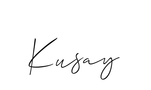 Use a signature maker to create a handwritten signature online. With this signature software, you can design (Allison_Script) your own signature for name Kusay. Kusay signature style 2 images and pictures png