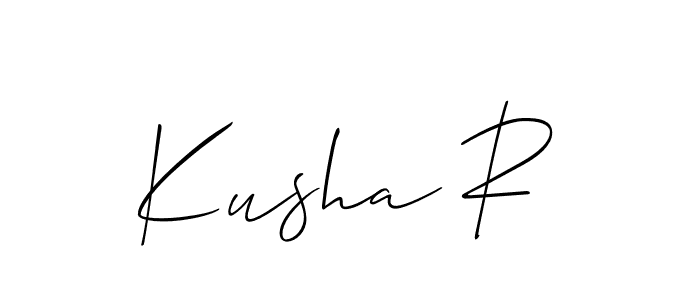 How to Draw Kusha R signature style? Allison_Script is a latest design signature styles for name Kusha R. Kusha R signature style 2 images and pictures png