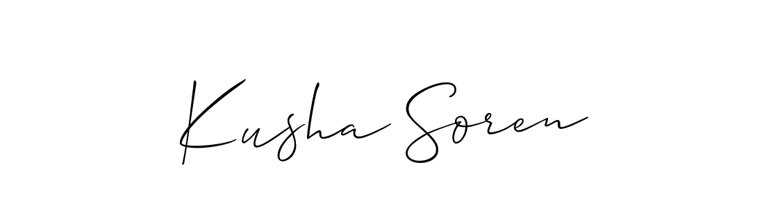 Allison_Script is a professional signature style that is perfect for those who want to add a touch of class to their signature. It is also a great choice for those who want to make their signature more unique. Get Kusha Soren name to fancy signature for free. Kusha Soren signature style 2 images and pictures png