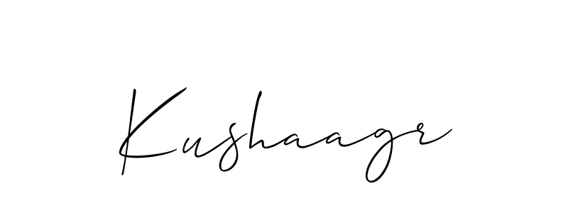 The best way (Allison_Script) to make a short signature is to pick only two or three words in your name. The name Kushaagr include a total of six letters. For converting this name. Kushaagr signature style 2 images and pictures png